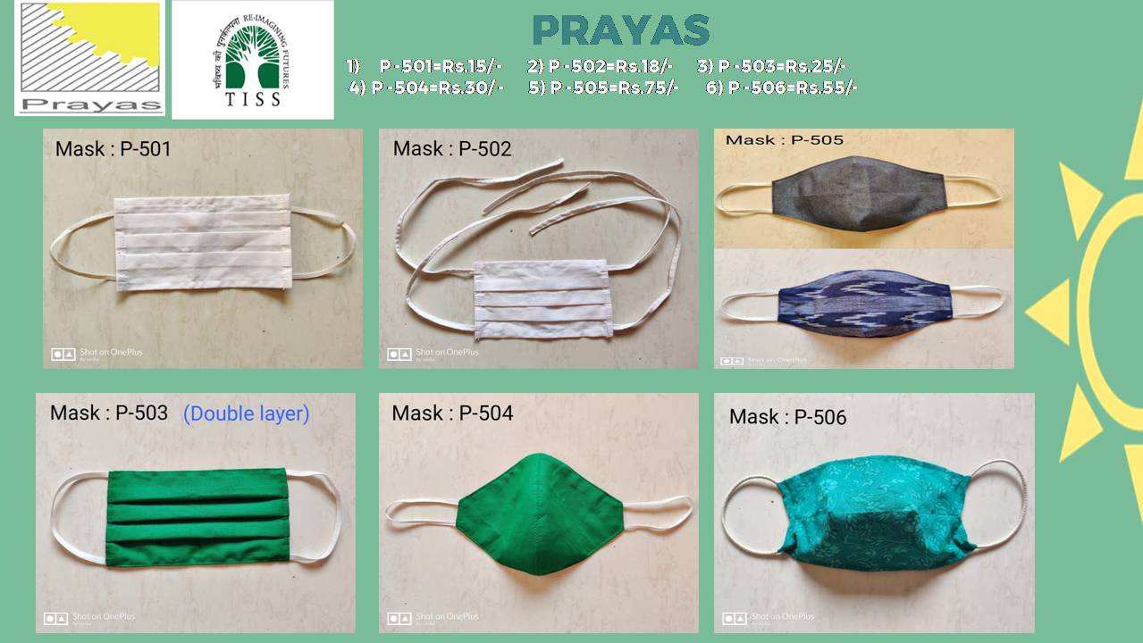 Prayas masks made by Prayas clients and staff